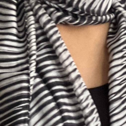 The Charlotte - Arashi Shibori Silk Scarf in Black Noir