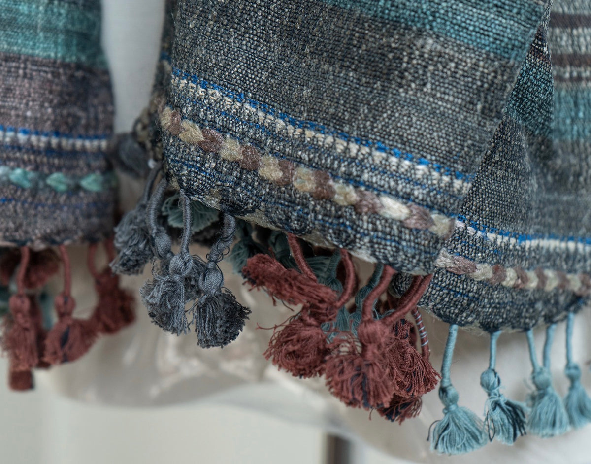 Raw Silk and Khadi Shawl - Cinnamon & Sage