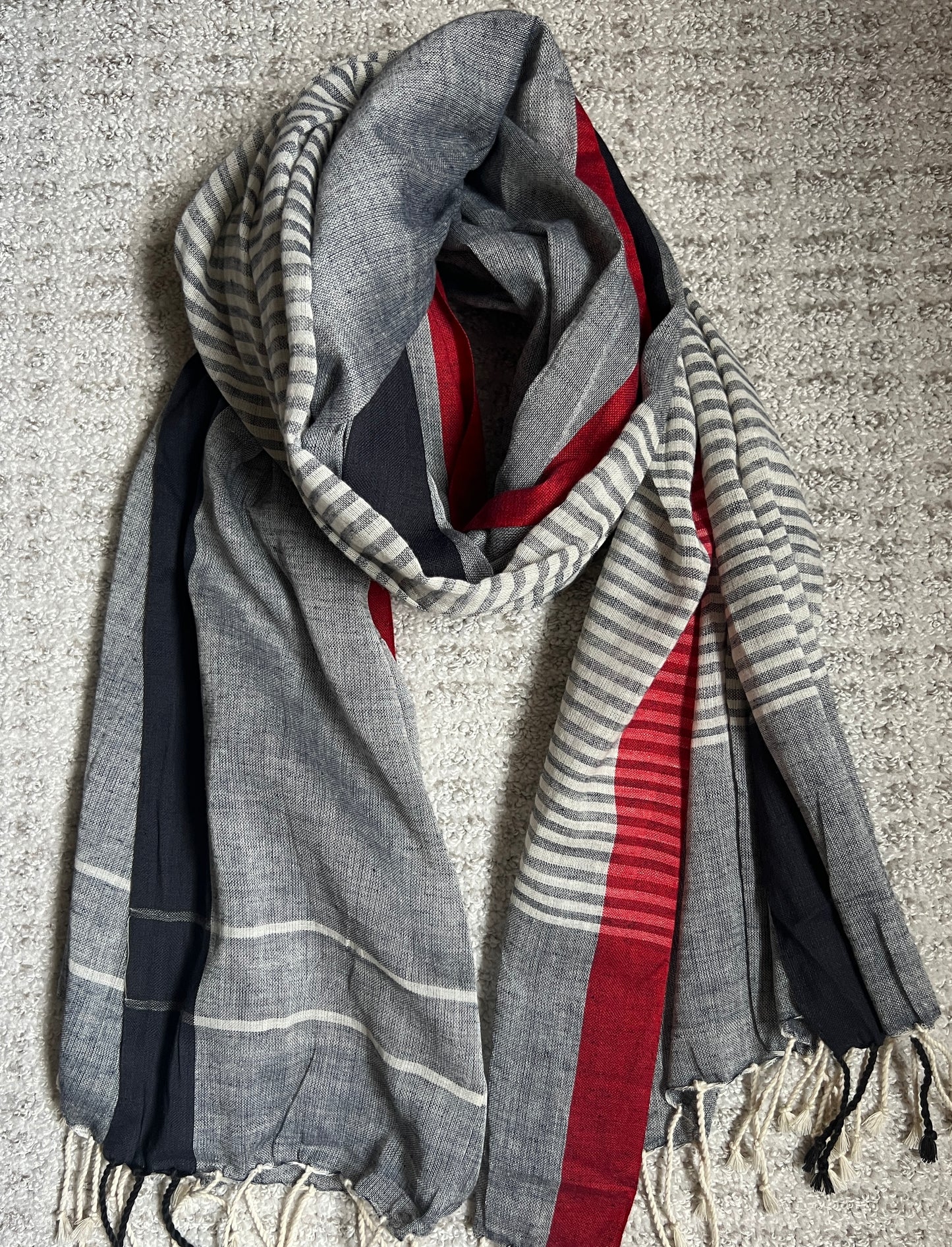 Organic Cotton Handwoven Stole - Stormy Weather