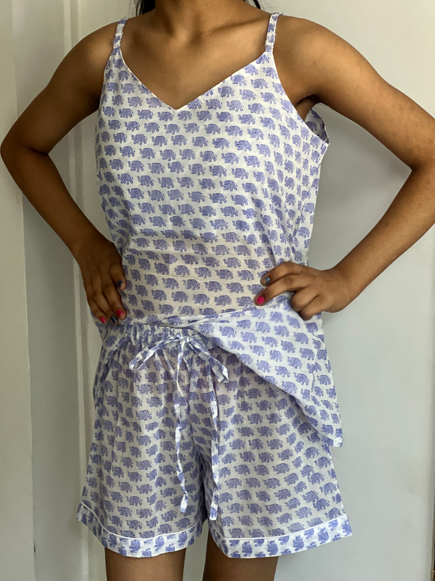 Lounge Shorts & Strappy Top - Purple Elephant