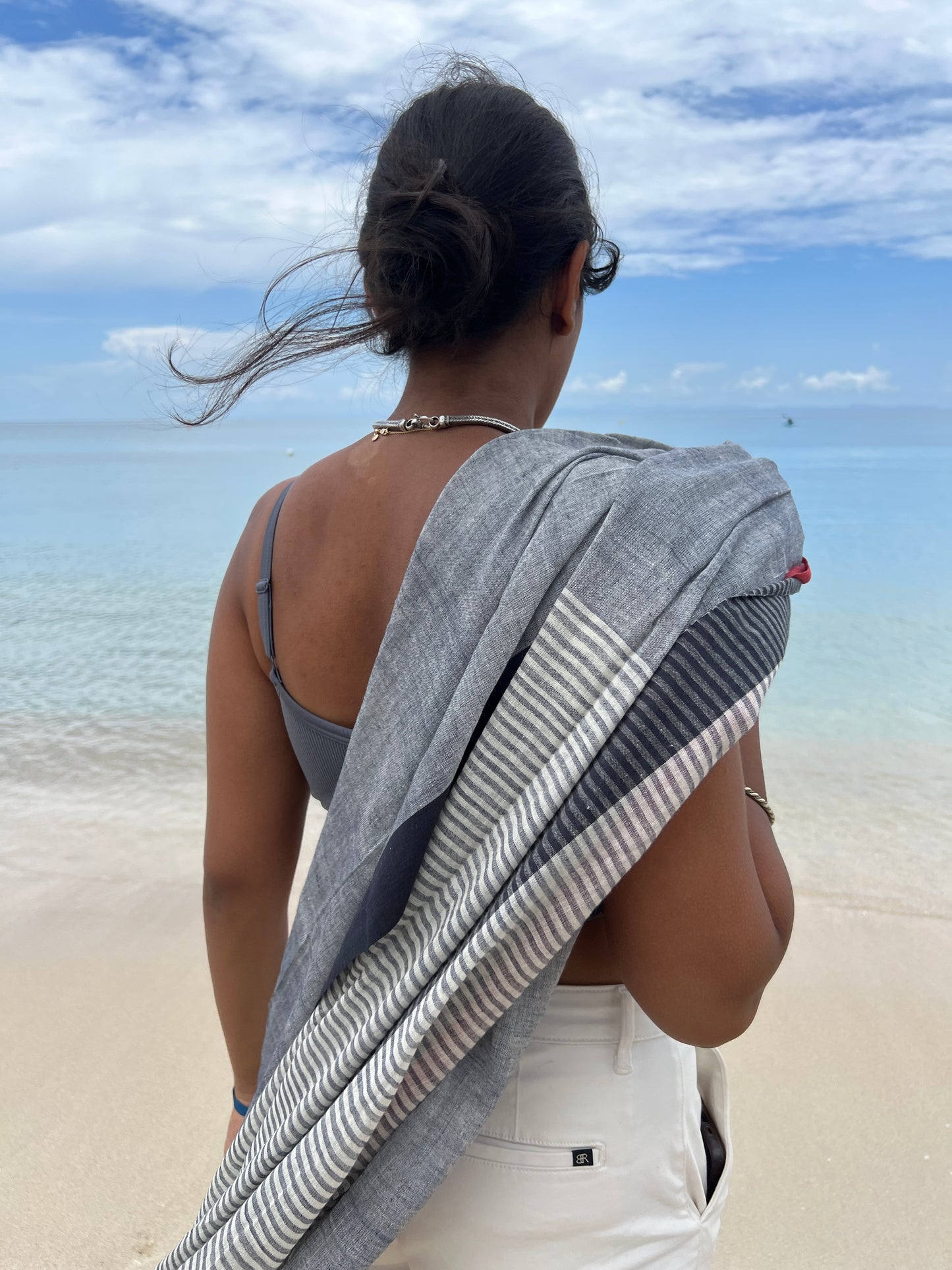 Organic Cotton Handwoven Stole - Stormy Weather
