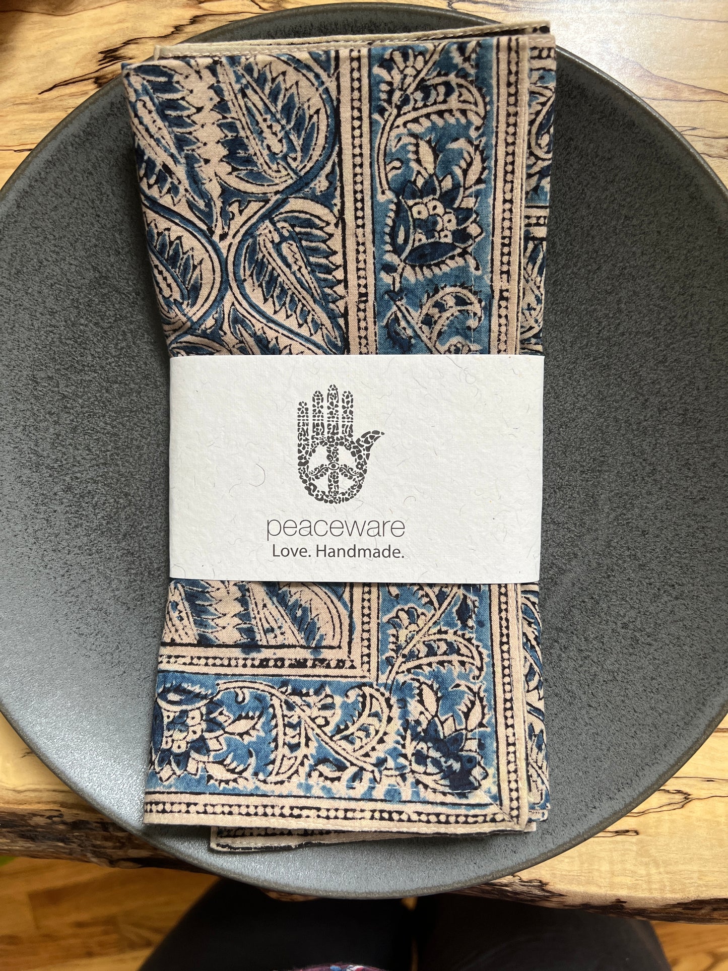 Cotton Table Napkins - Indigo Fern Block Print (Set of 4)