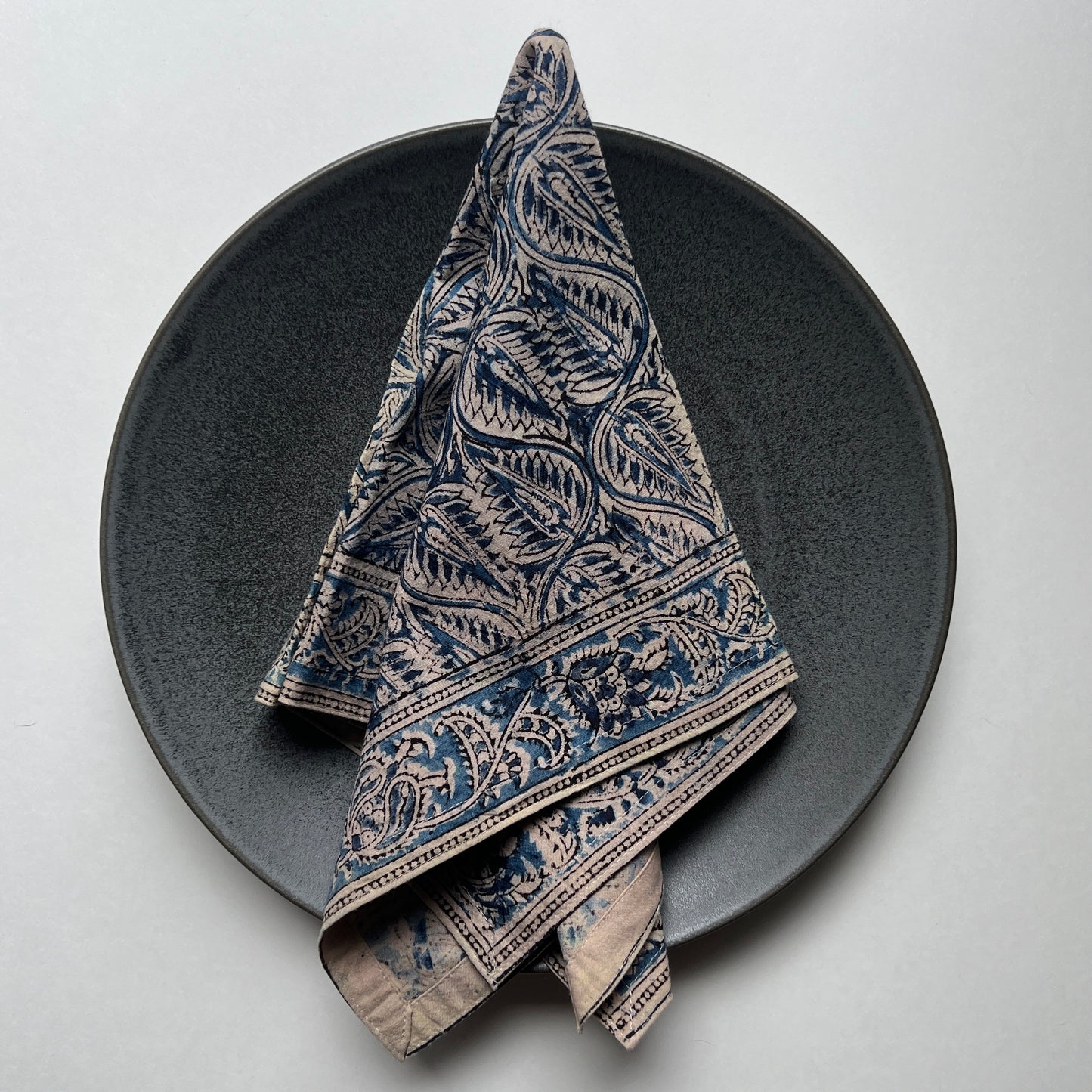 Cotton Table Napkins - Indigo Fern Block Print (Set of 4)