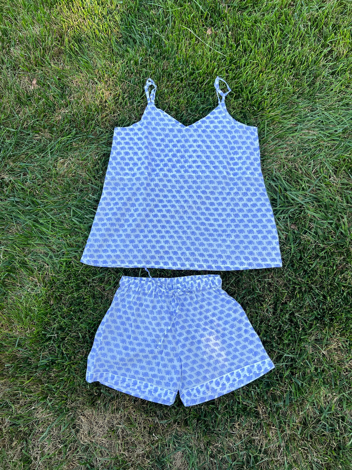 Lounge Shorts & Strappy Top - Corn Flower