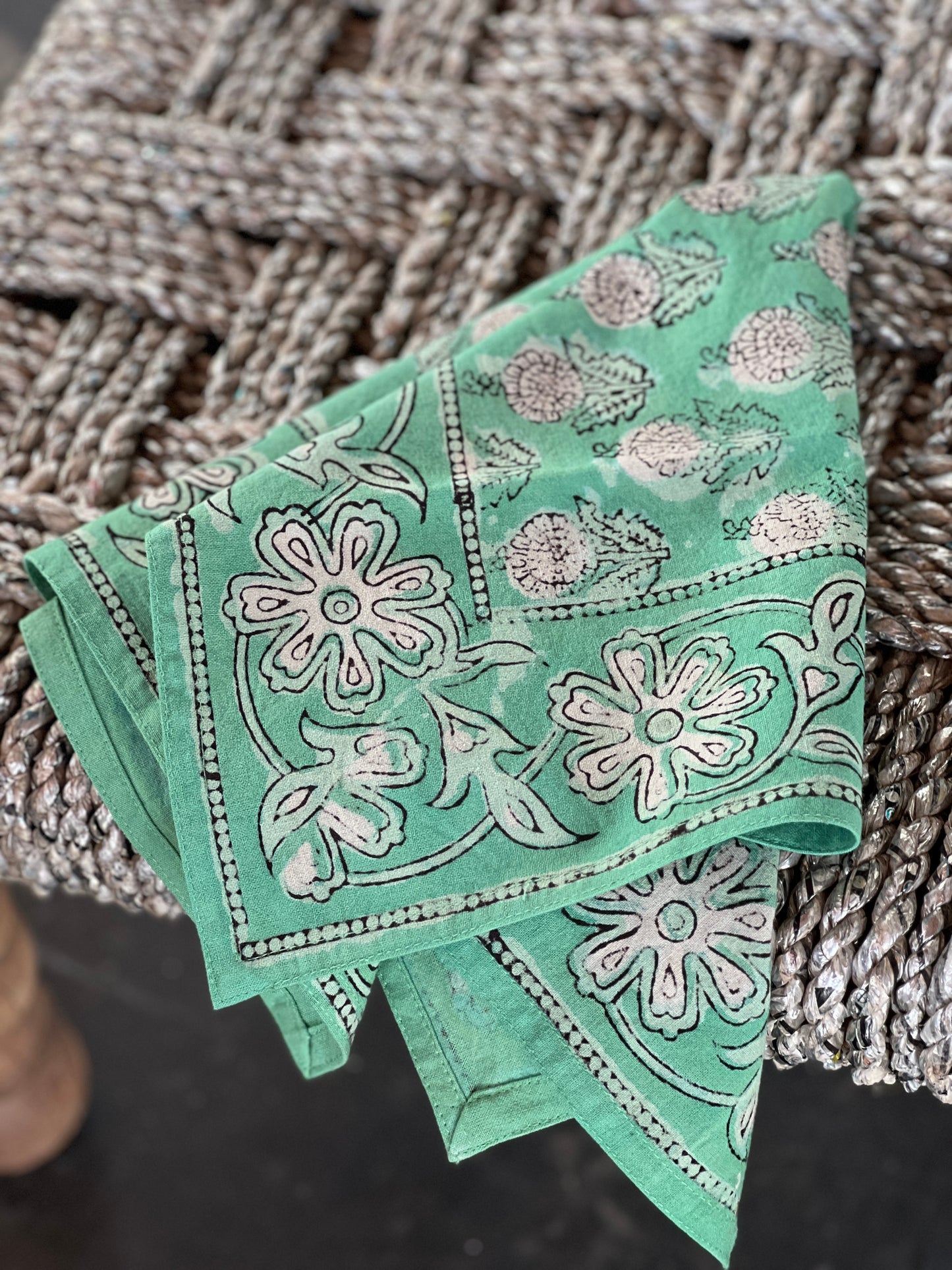 Table Napkins - Dot and Bloom in Mint (Set of 4)