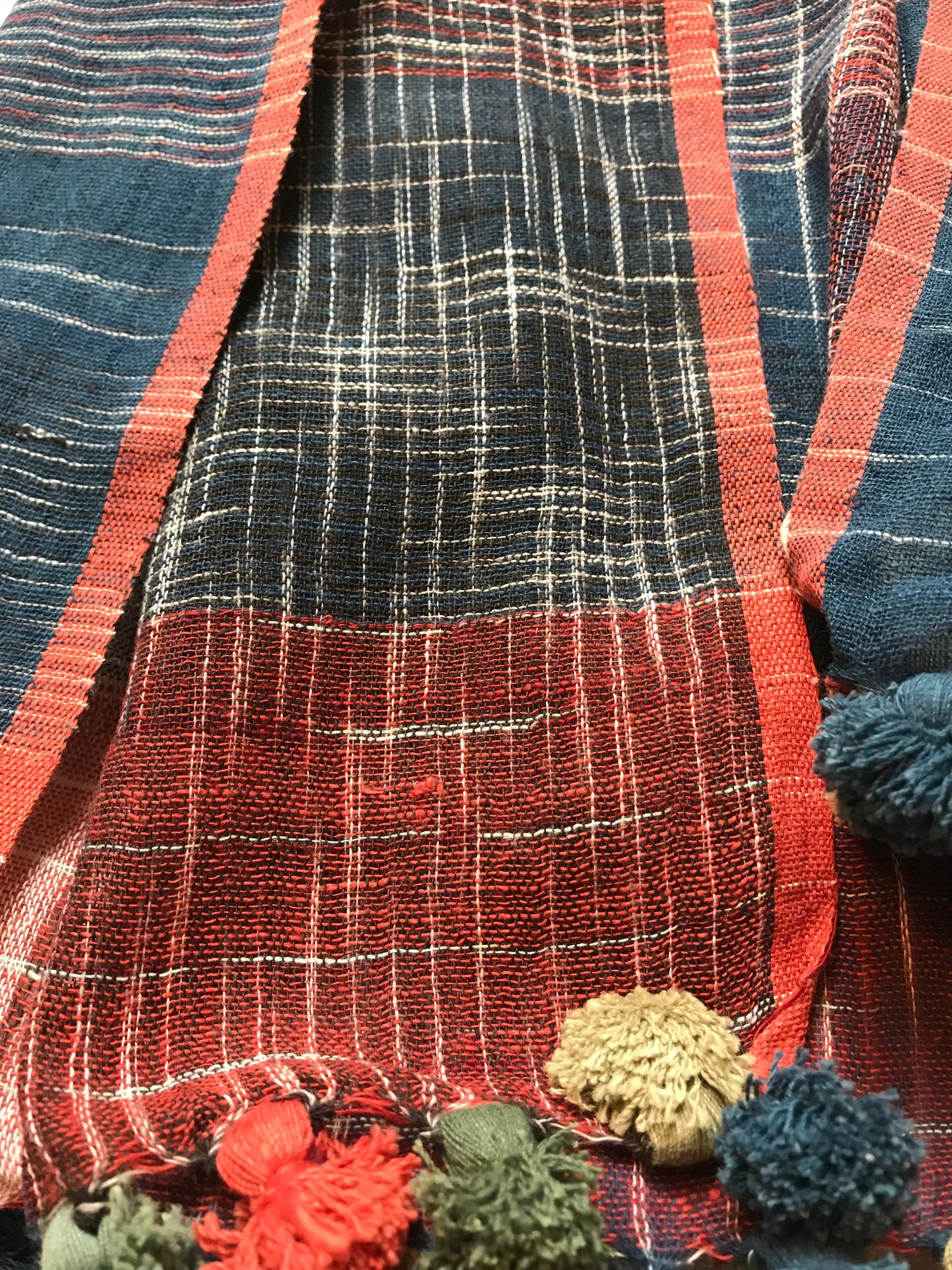 Indigo/ Rust Handwoven Organic Cotton Stole