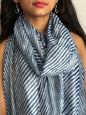 The Charlotte - Arashi Shibori Silk Scarf in Indigo