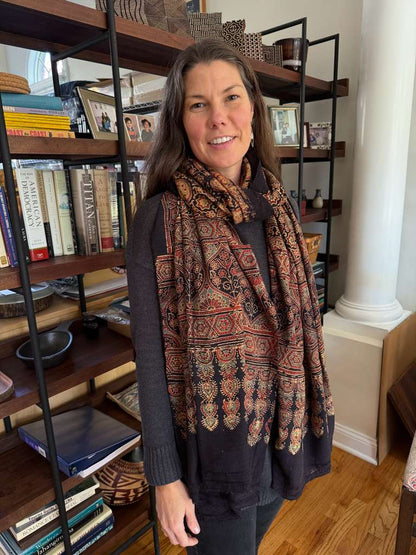 Nonviolent Silk Shawl - Ajrakh
