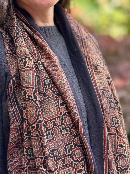 Nonviolent Silk Shawl - Ajrakh