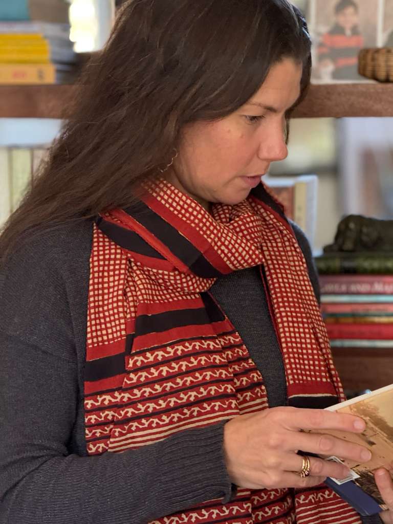 Block Print Scarf - Venetian Red Check