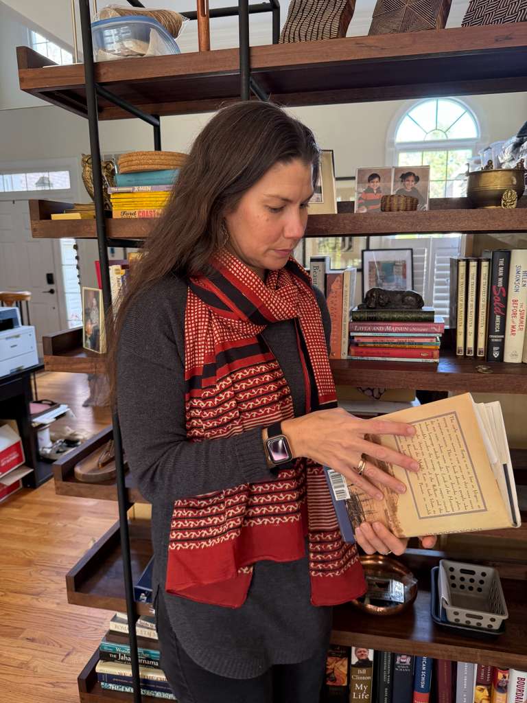 Block Print Scarf - Venetian Red Check