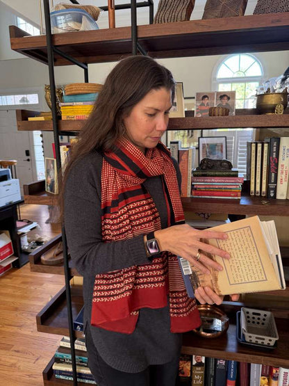 Block Print Scarf - Venetian Red Check