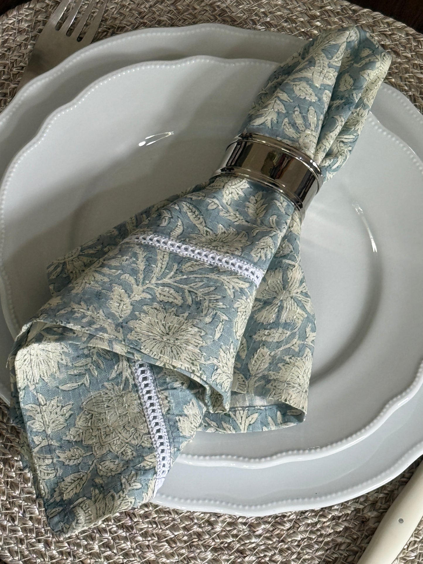 Table Napkins - Water's Edge with Lace detail
