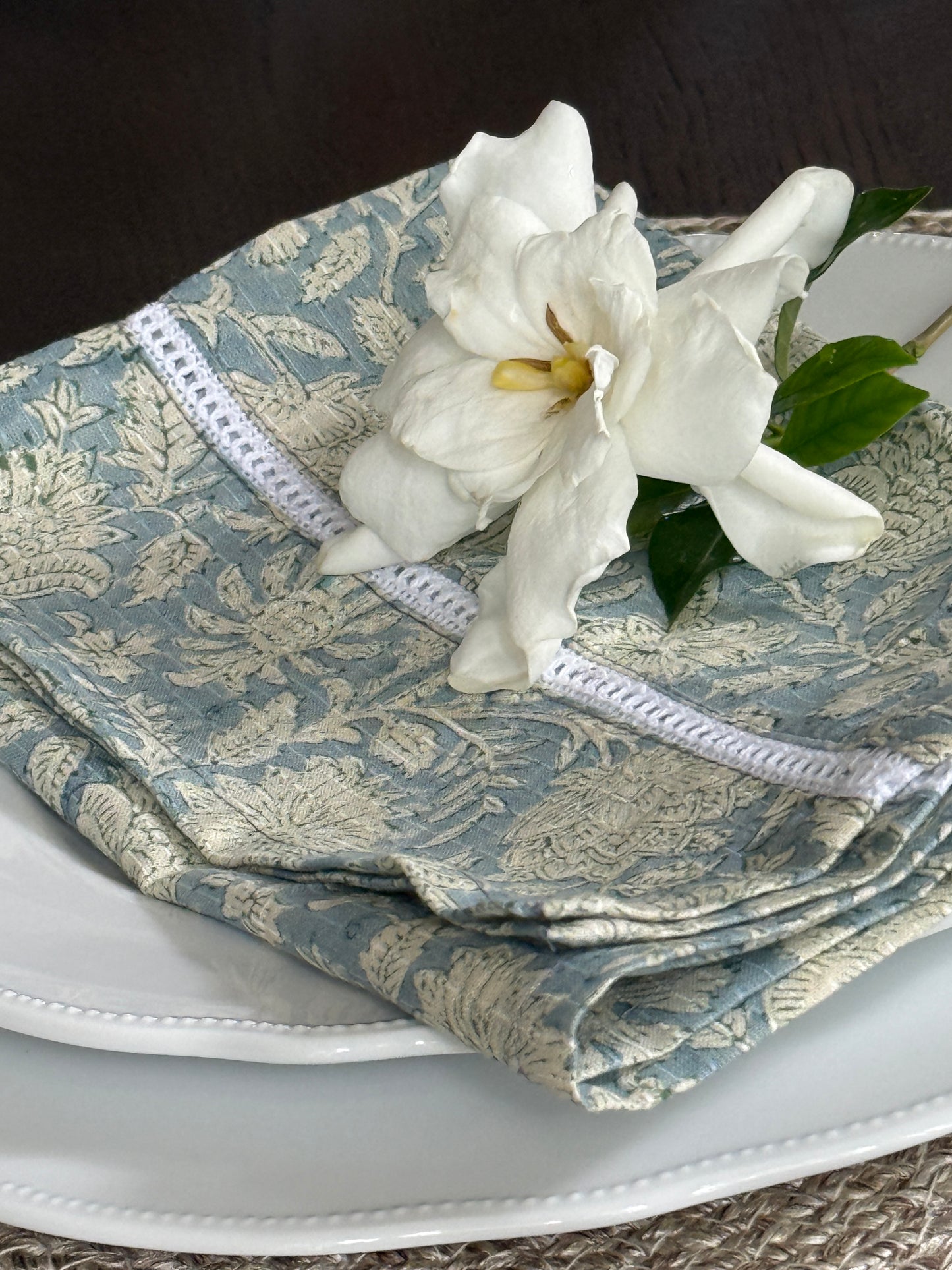 Table Napkins - Water's Edge with Lace detail