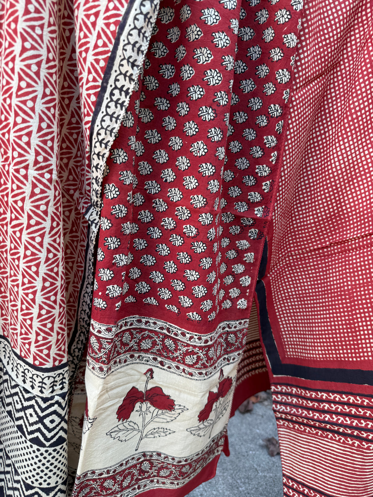 Block Print Rectangular Kutch Scarf - Aspen