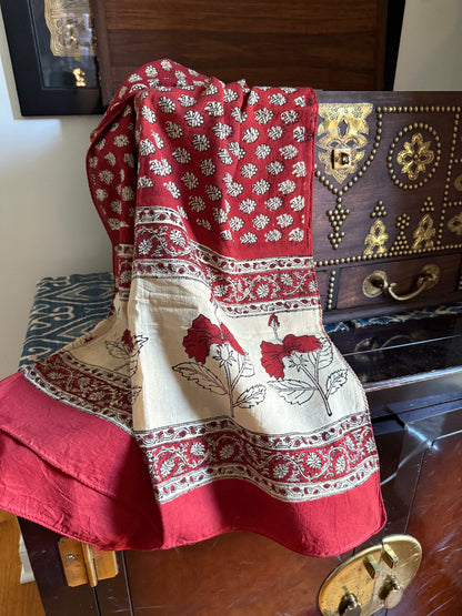 Block Print Rectangular Kutch Scarf - Aspen