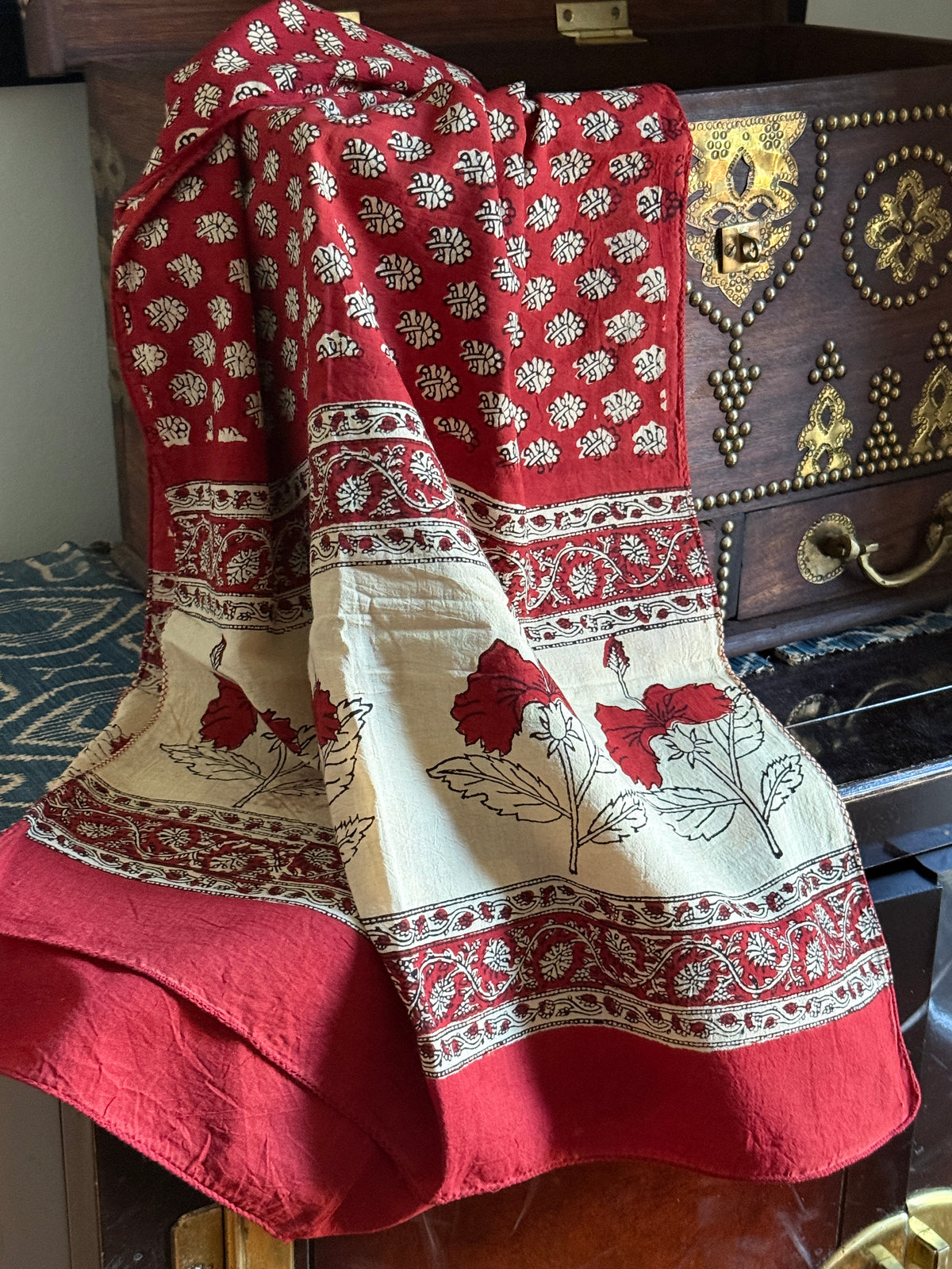 Block Print Rectangular Kutch Scarf - Aspen