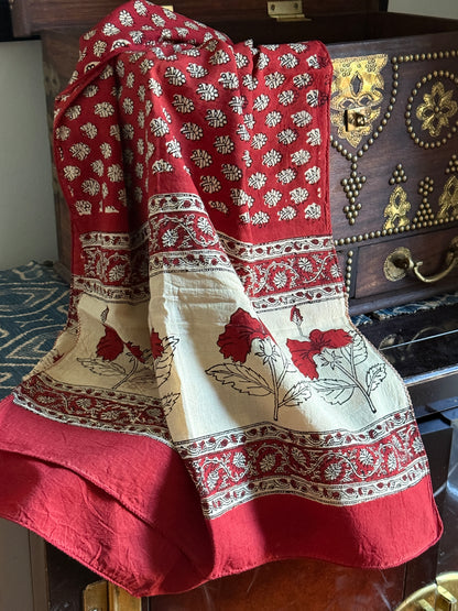 Block Print Rectangular Kutch Scarf - Aspen