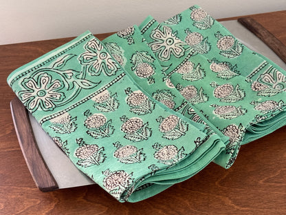 Table Napkins - Dot and Bloom in Mint (Set of 4)