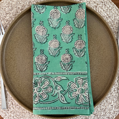 Table Napkins - Dot and Bloom in Mint (Set of 4)