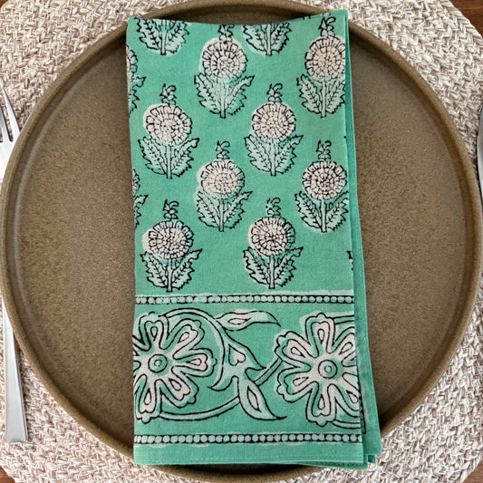 Table Napkins - Dot and Bloom in Mint (Set of 4)