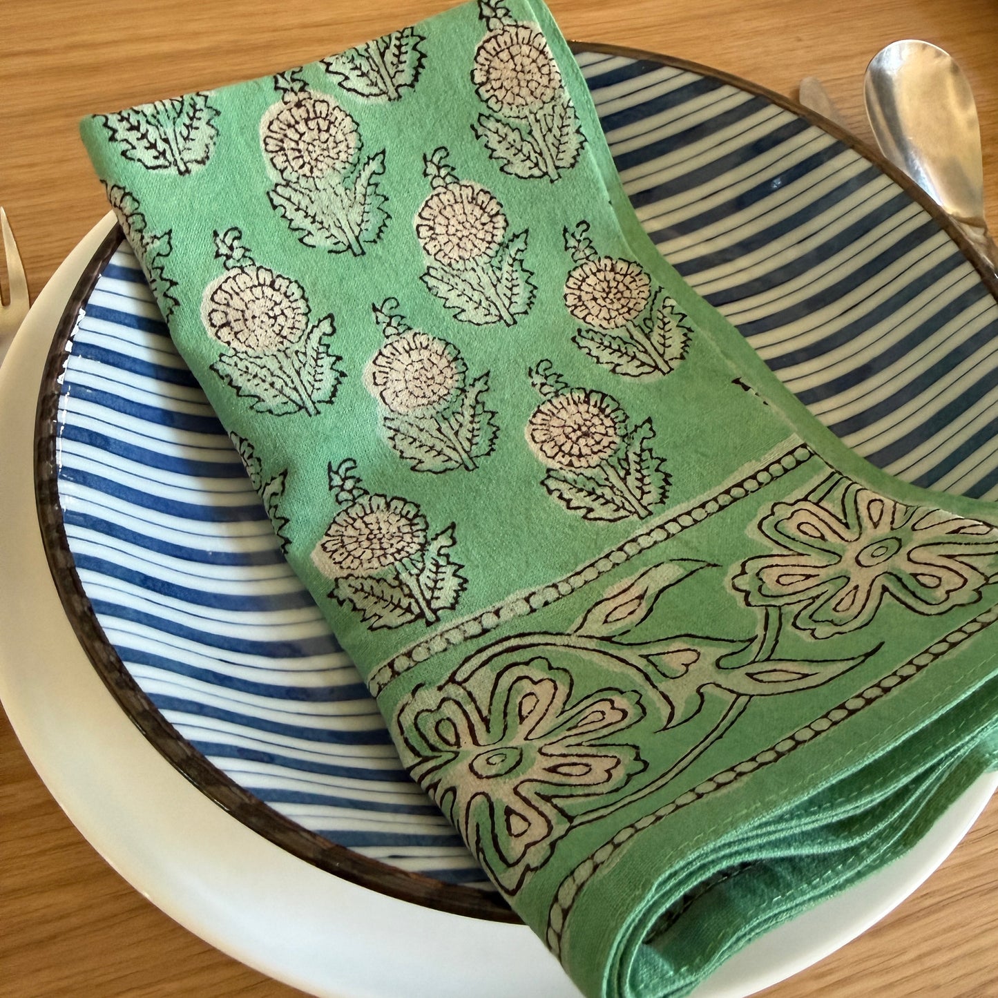 Table Napkins - Dot and Bloom in Mint (Set of 4)