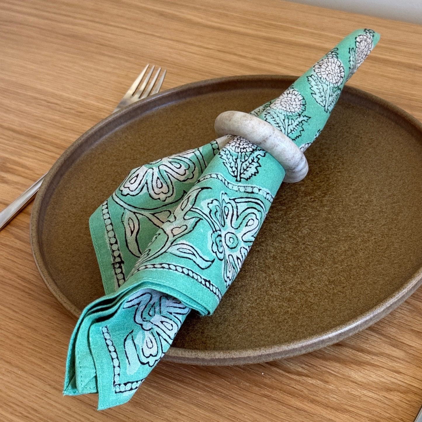 Table Napkins - Dot and Bloom in Mint (Set of 4)