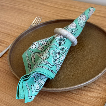 Table Napkins - Dot and Bloom in Mint (Set of 4)