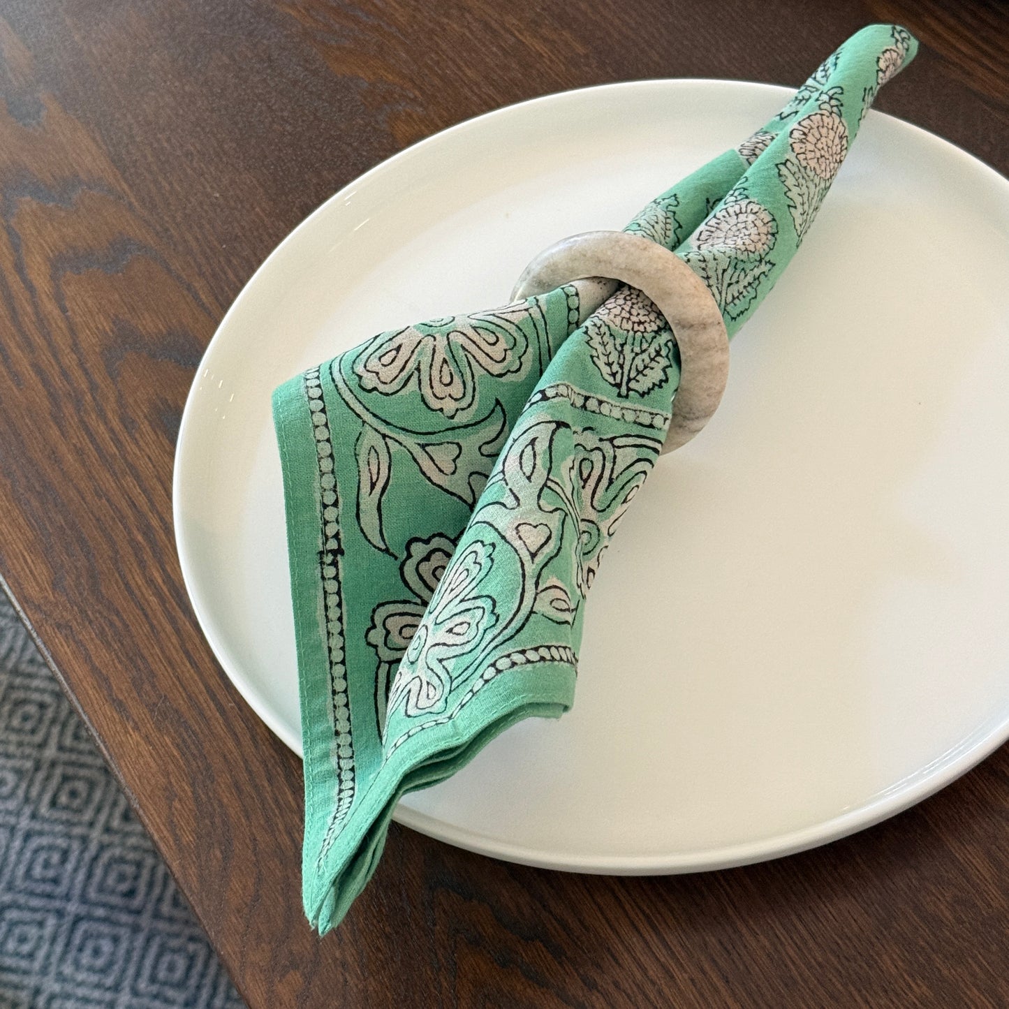 Table Napkins - Dot and Bloom in Mint (Set of 4)