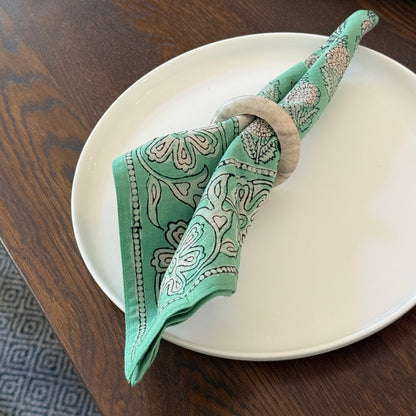 Table Napkins - Dot and Bloom in Mint (Set of 4)