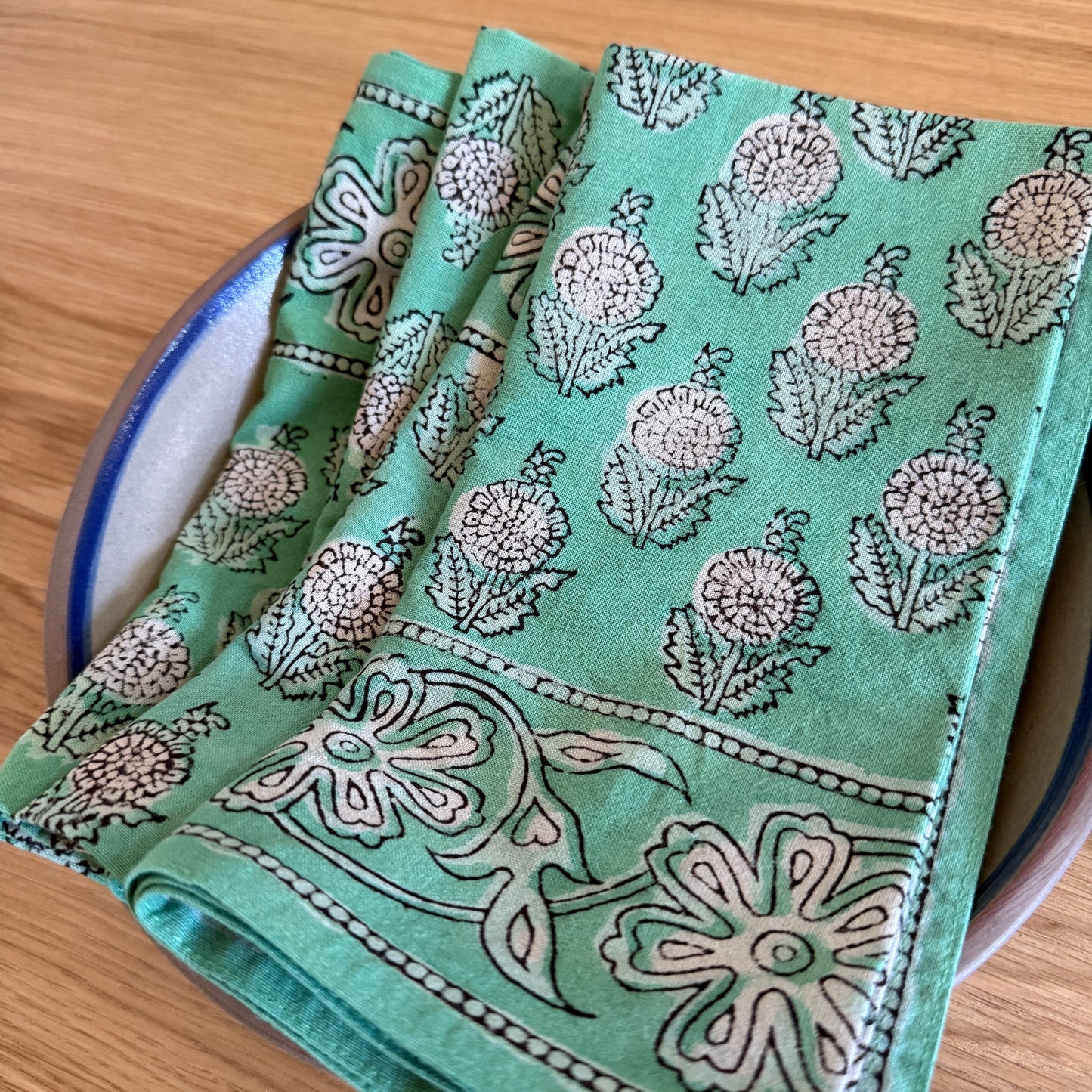 Table Napkins - Dot and Bloom in Mint (Set of 4)