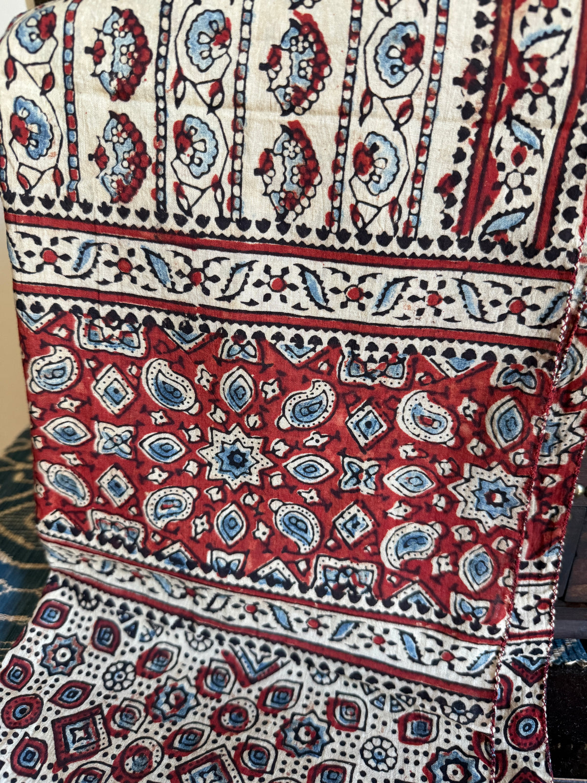 Block Print Rectangular Kutch Scarf - Santa Fe