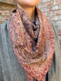 Large Kalamkari Block Print Cotton Square Scarf - Oxalis