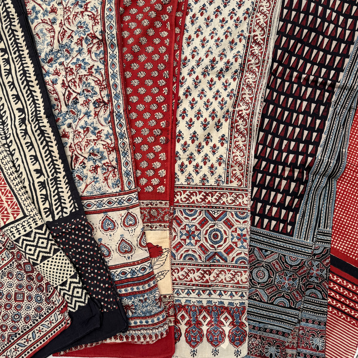 Block Print Rectangular Kutch Scarf - Aspen