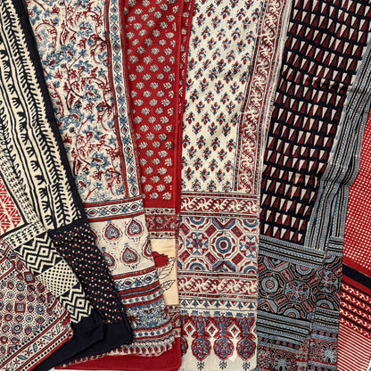 Block Print Rectangular Kutch Scarf - Aspen