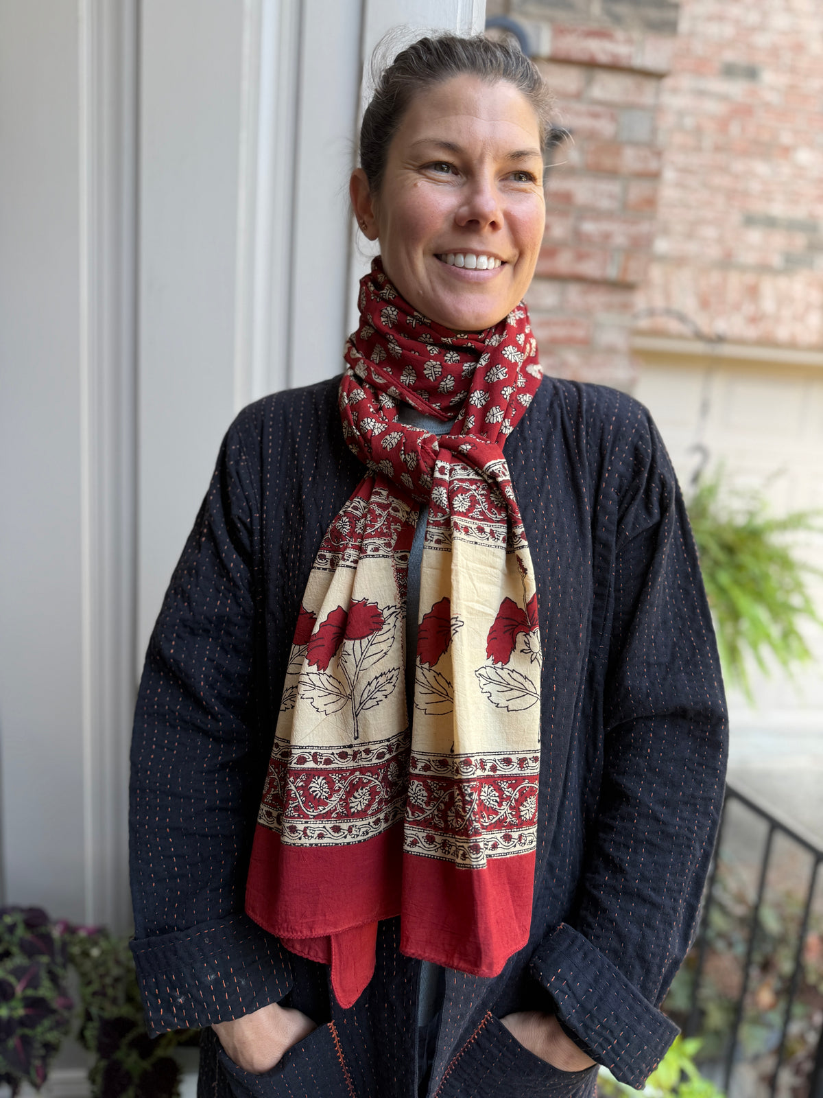 Block Print Rectangular Kutch Scarf - Aspen