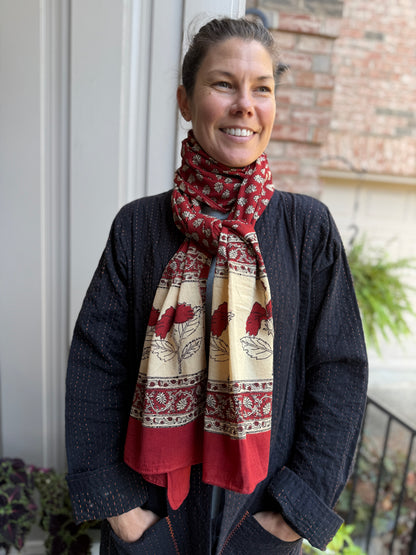 Block Print Rectangular Kutch Scarf - Aspen