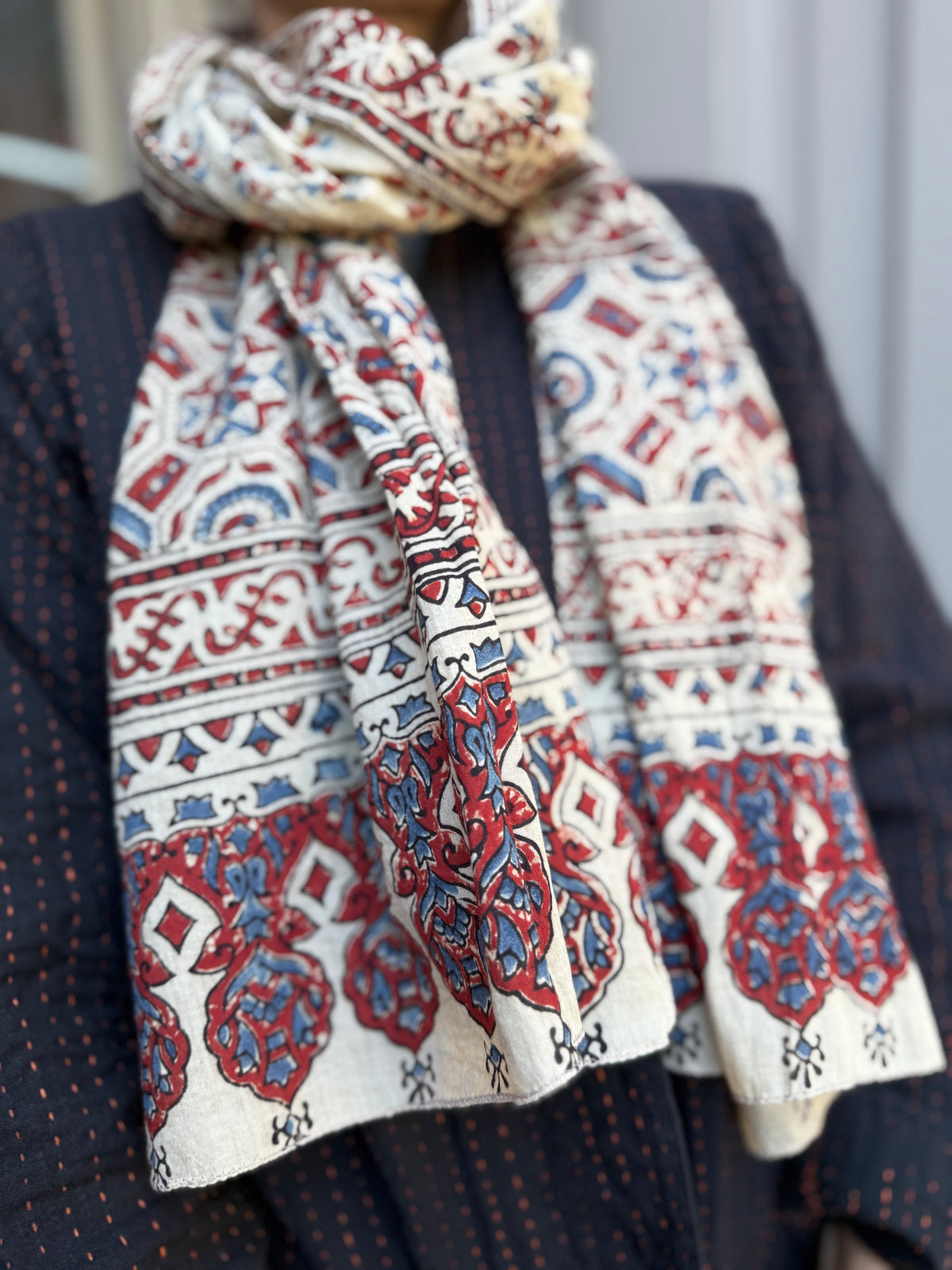 Block Print Rectangular Kutch Scarf - Taos