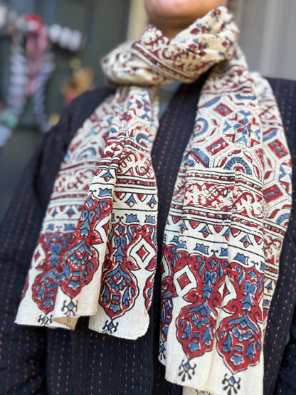 Block Print Rectangular Kutch Scarf - Taos