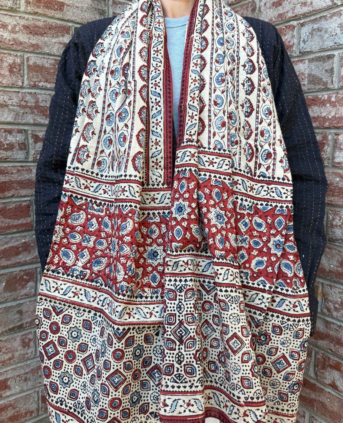 Block Print Rectangular Kutch Scarf - Santa Fe