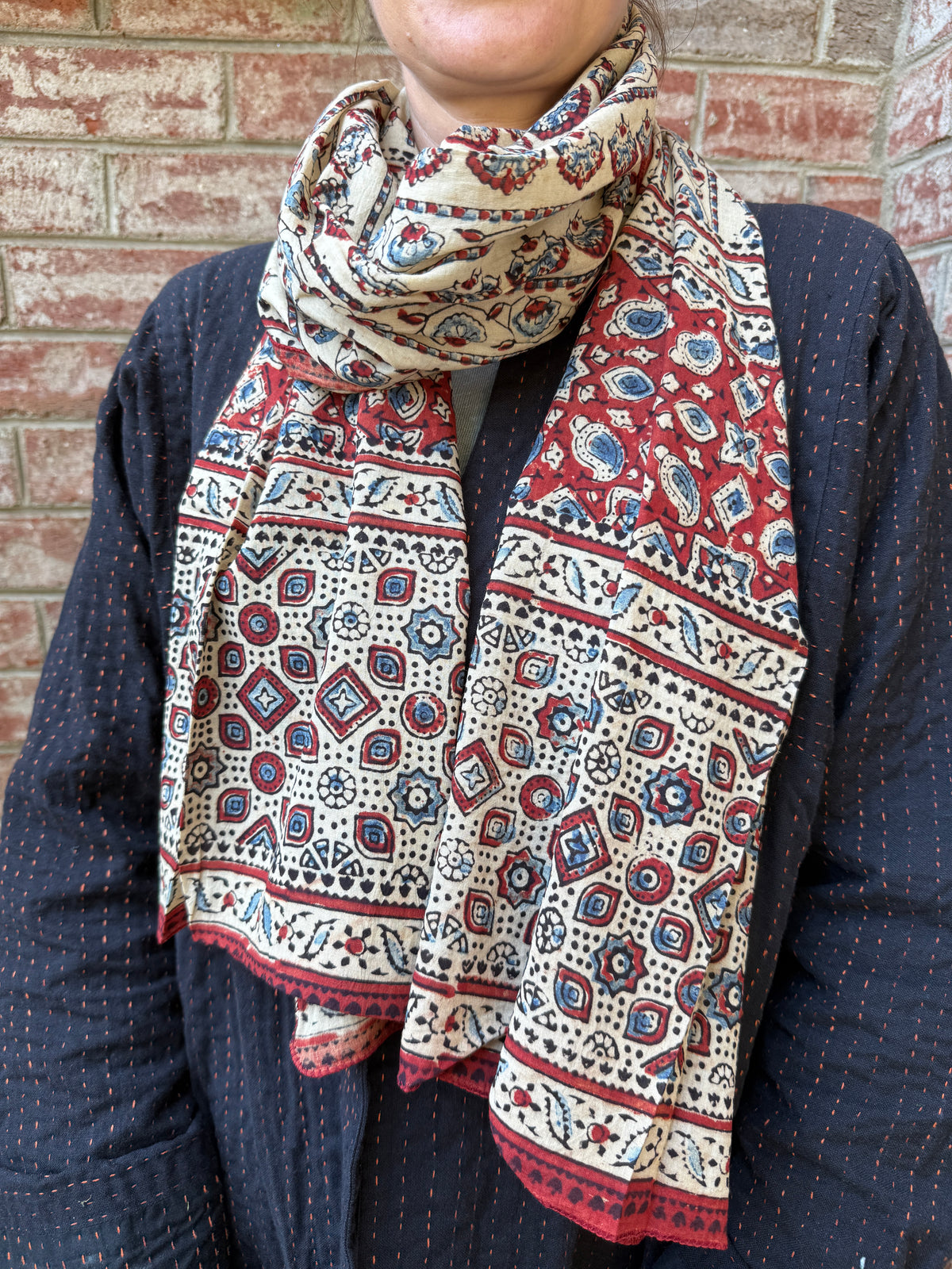 Block Print Rectangular Kutch Scarf - Santa Fe
