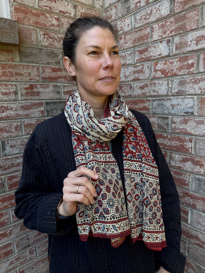 Block Print Rectangular Kutch Scarf - Santa Fe
