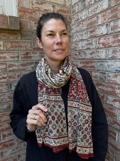 Block Print Rectangular Kutch Scarf - Santa Fe