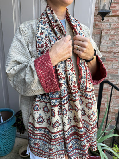 Block Print Rectangular Kutch Scarf - Frisco