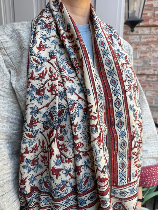 Block Print Rectangular Kutch Scarf - Frisco