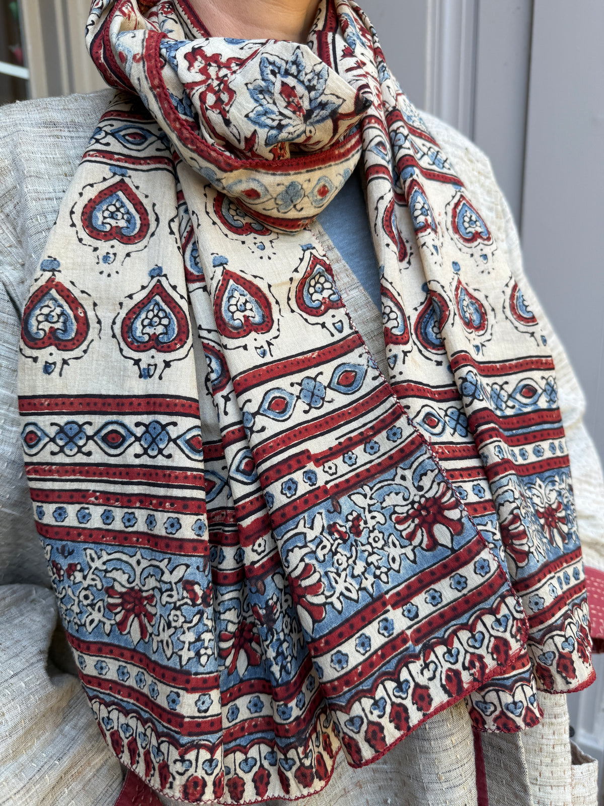 Block Print Rectangular Kutch Scarf - Frisco