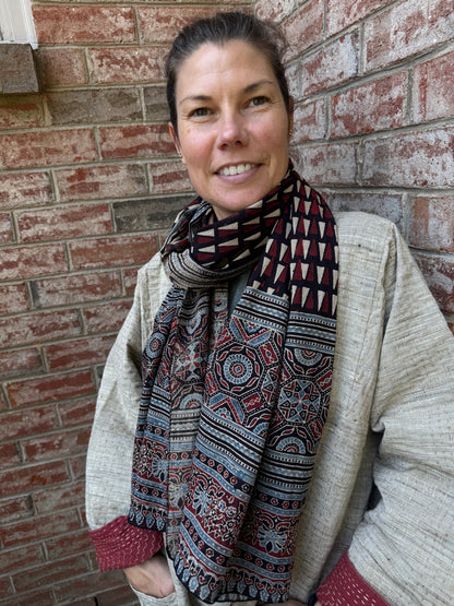 Block Print Rectangular Kutch Scarf - Ladakh