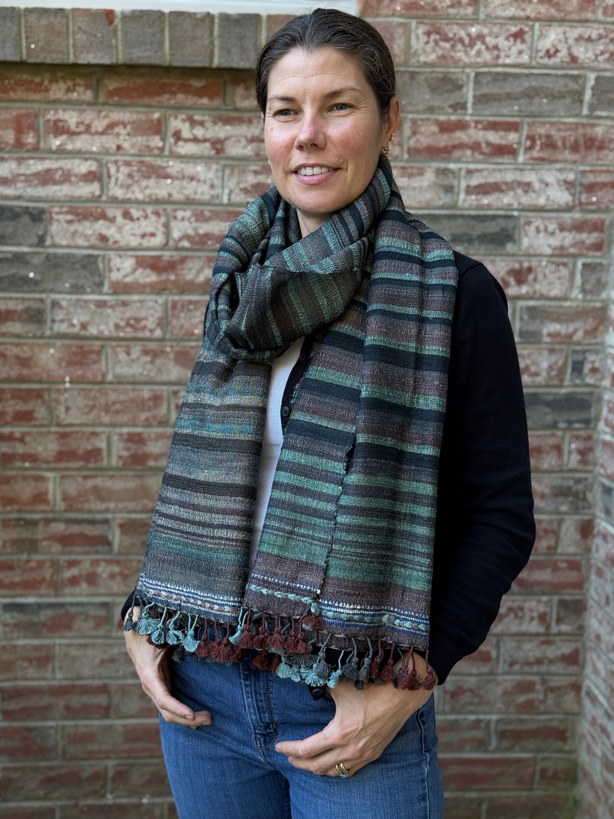 Raw Silk and Khadi Shawl - Cinnamon & Sage