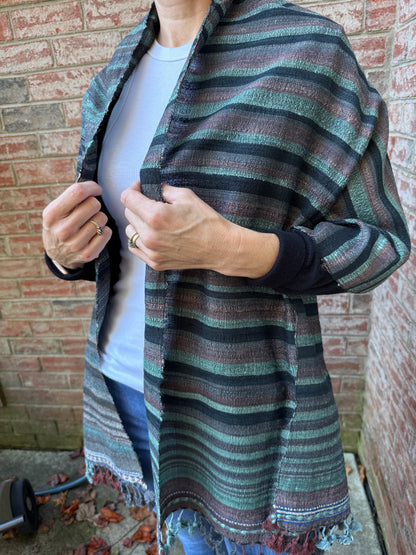 Raw Silk and Khadi Shawl - Cinnamon & Sage