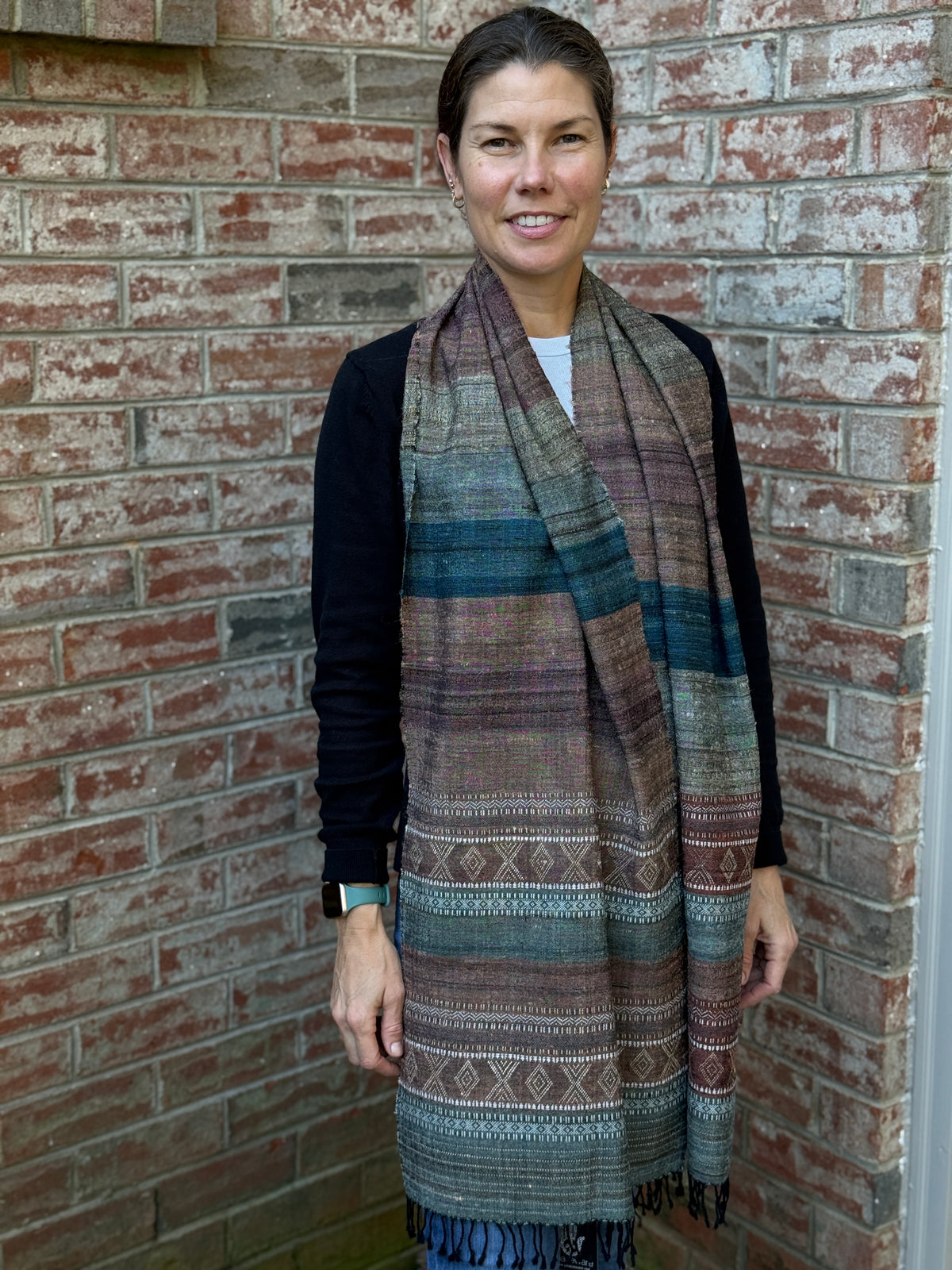 Raw Silk Handwoven Shawl - Riverbed
